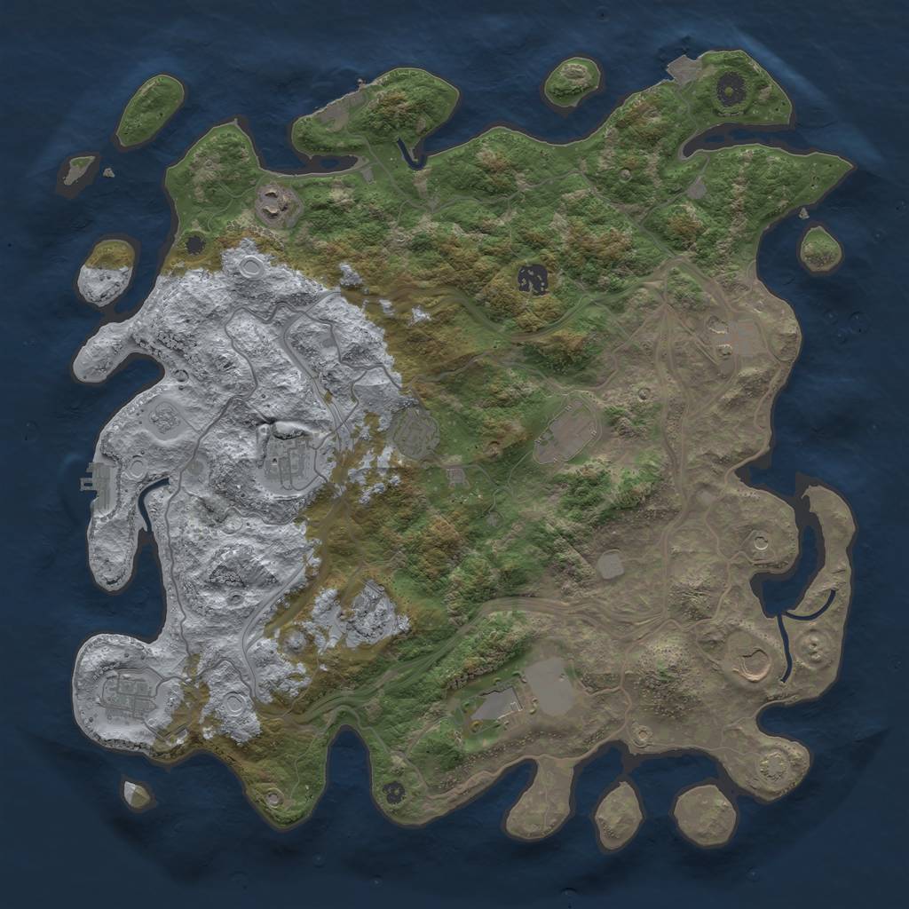 Rust Map: Procedural Map, Size: 4250, Seed: 887992051, 18 Monuments