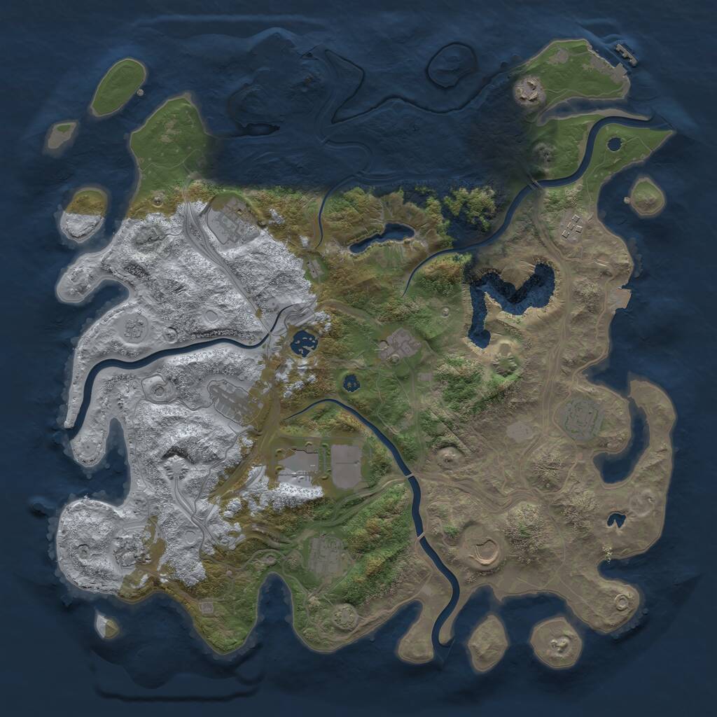 Rust Map: Procedural Map, Size: 4250, Seed: 887992051, 17 Monuments