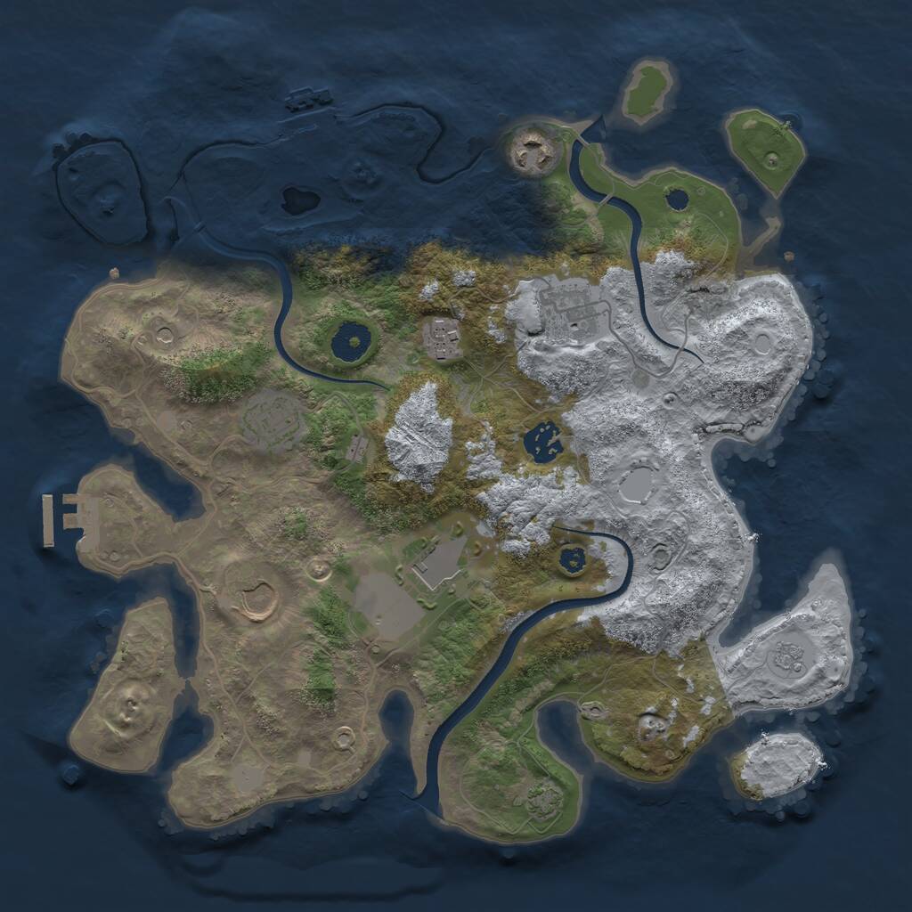 Rust Map: Procedural Map, Size: 3500, Seed: 197438464, 13 Monuments