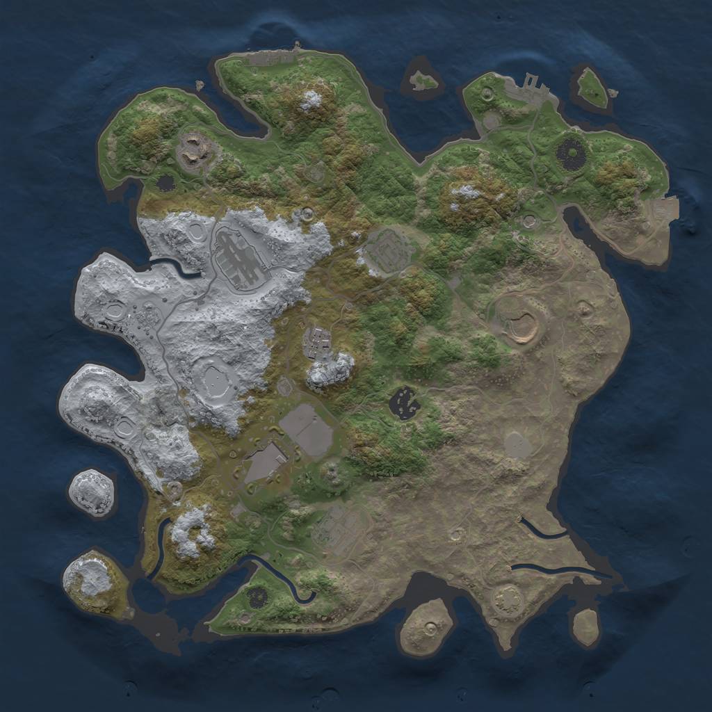 Rust Map: Procedural Map, Size: 3500, Seed: 1797087103, 16 Monuments