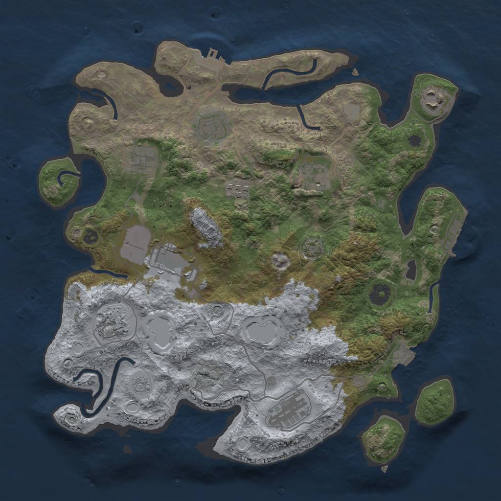 Rust Map: Procedural Map, Size: 3500, Seed: 992086060, 16 Monuments