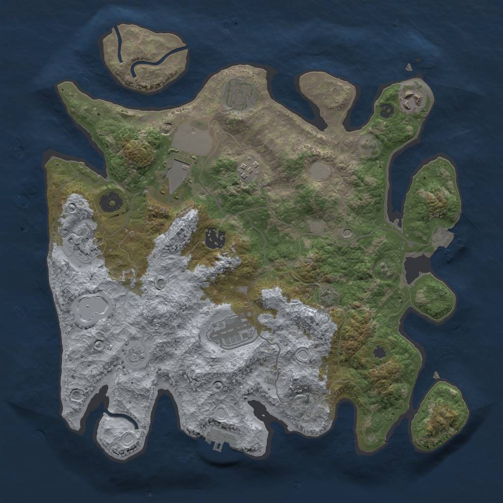 Rust Map: Procedural Map, Size: 3500, Seed: 242271070, 14 Monuments