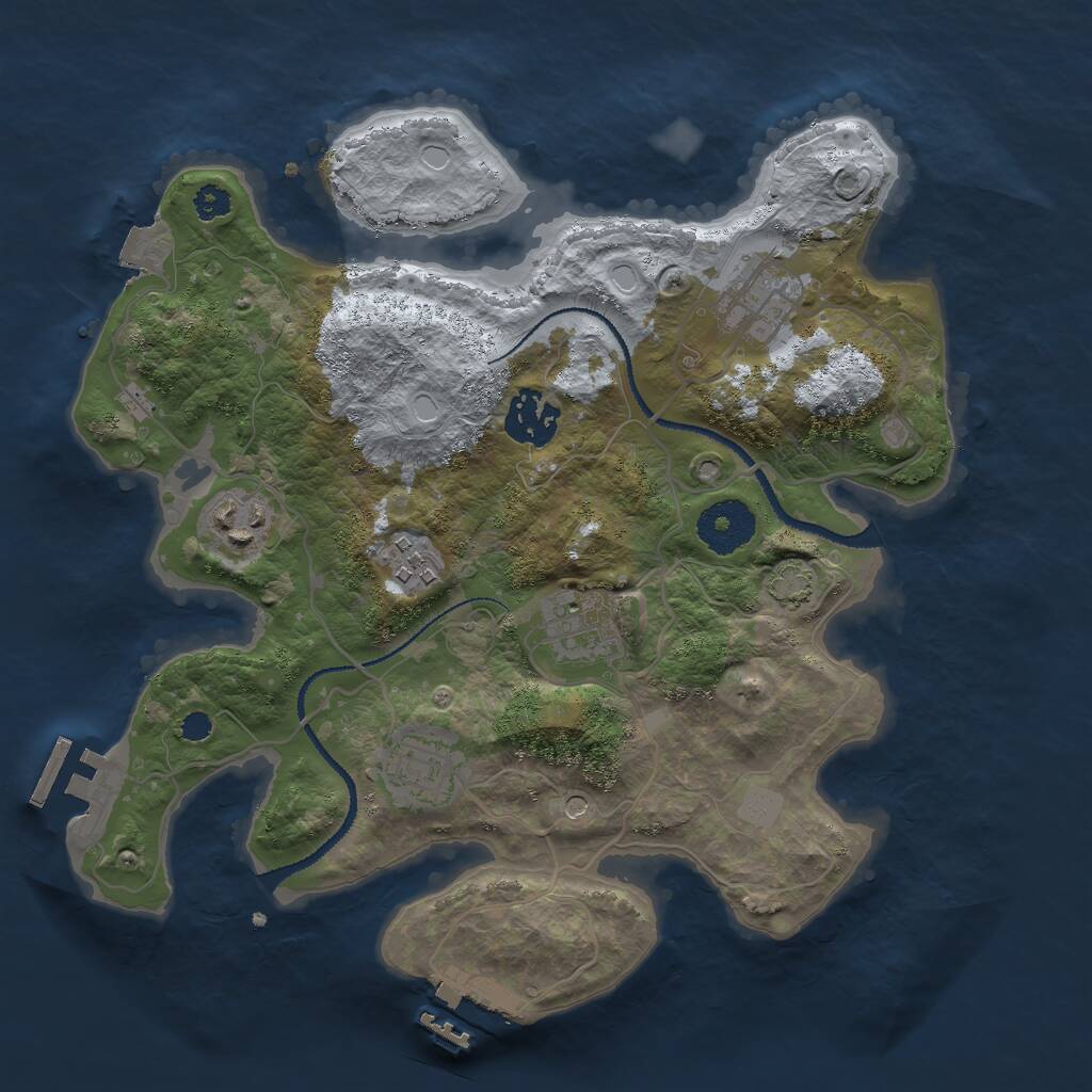 Rust Map: Procedural Map, Size: 3000, Seed: 409726971, 11 Monuments