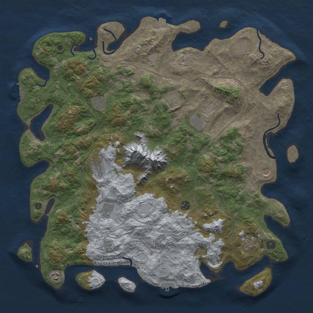 Rust Map: Procedural Map, Size: 5000, Seed: 1045664341, 19 Monuments