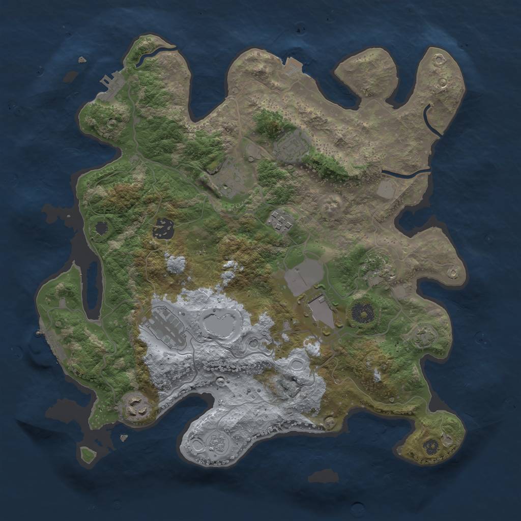 Rust Map: Procedural Map, Size: 3500, Seed: 150789662, 16 Monuments