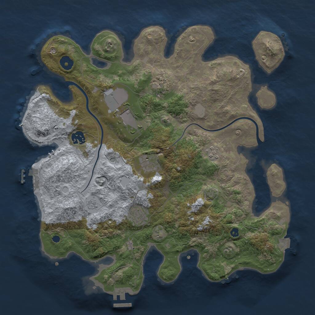 Rust Map: Procedural Map, Size: 3500, Seed: 1937843195, 12 Monuments