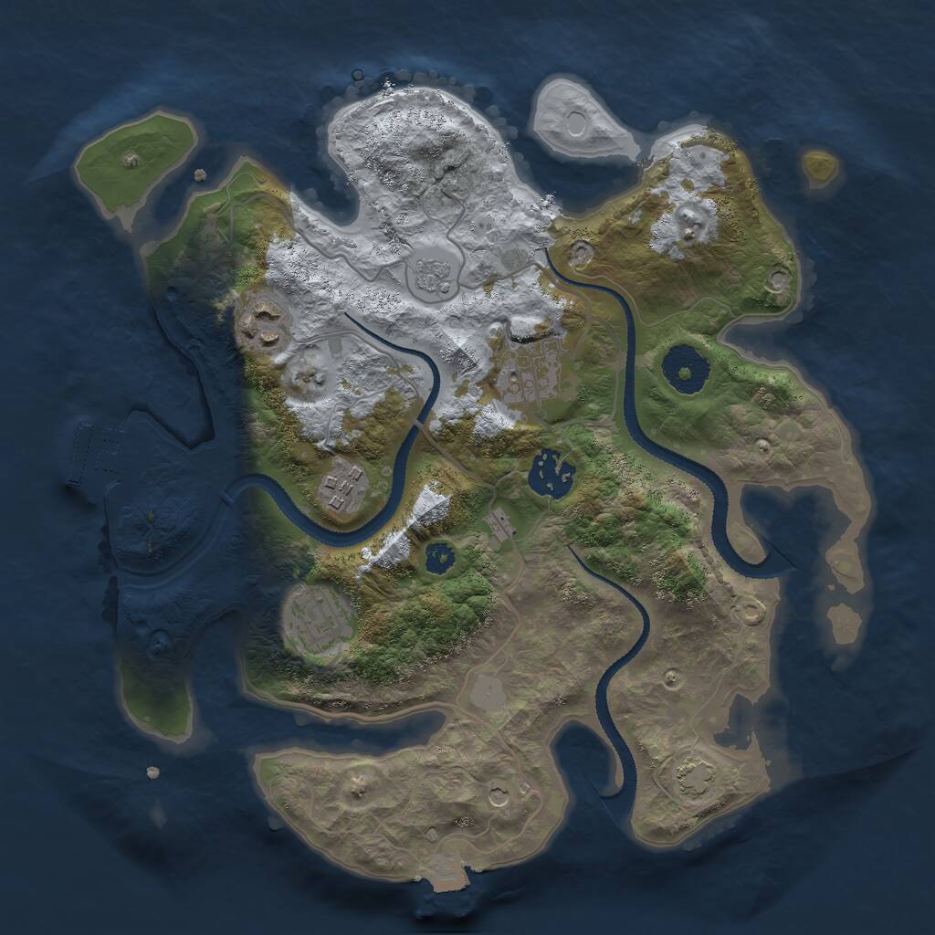 Rust Map: Procedural Map, Size: 3000, Seed: 42637, 10 Monuments