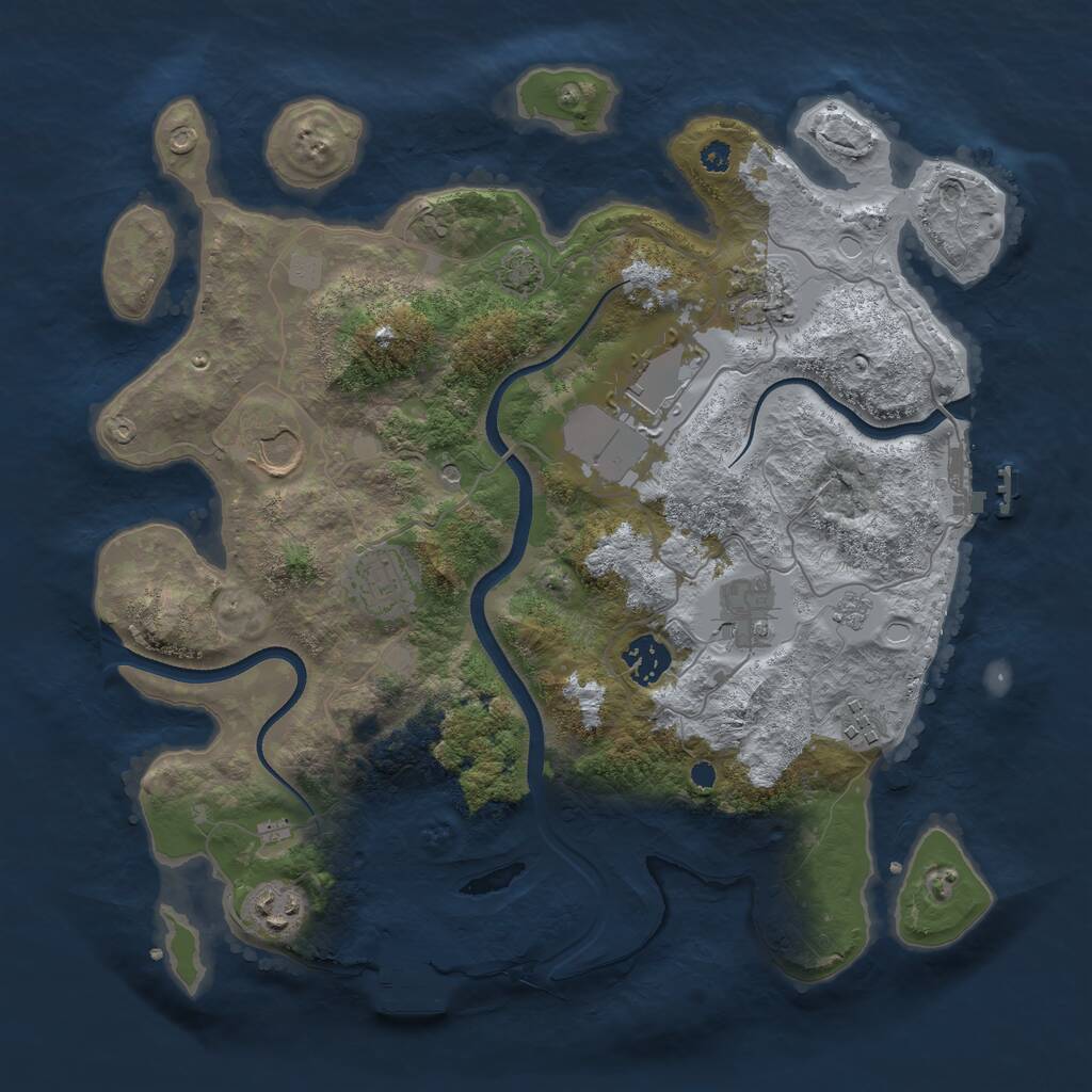 Rust Map: Procedural Map, Size: 3500, Seed: 1243748082, 14 Monuments