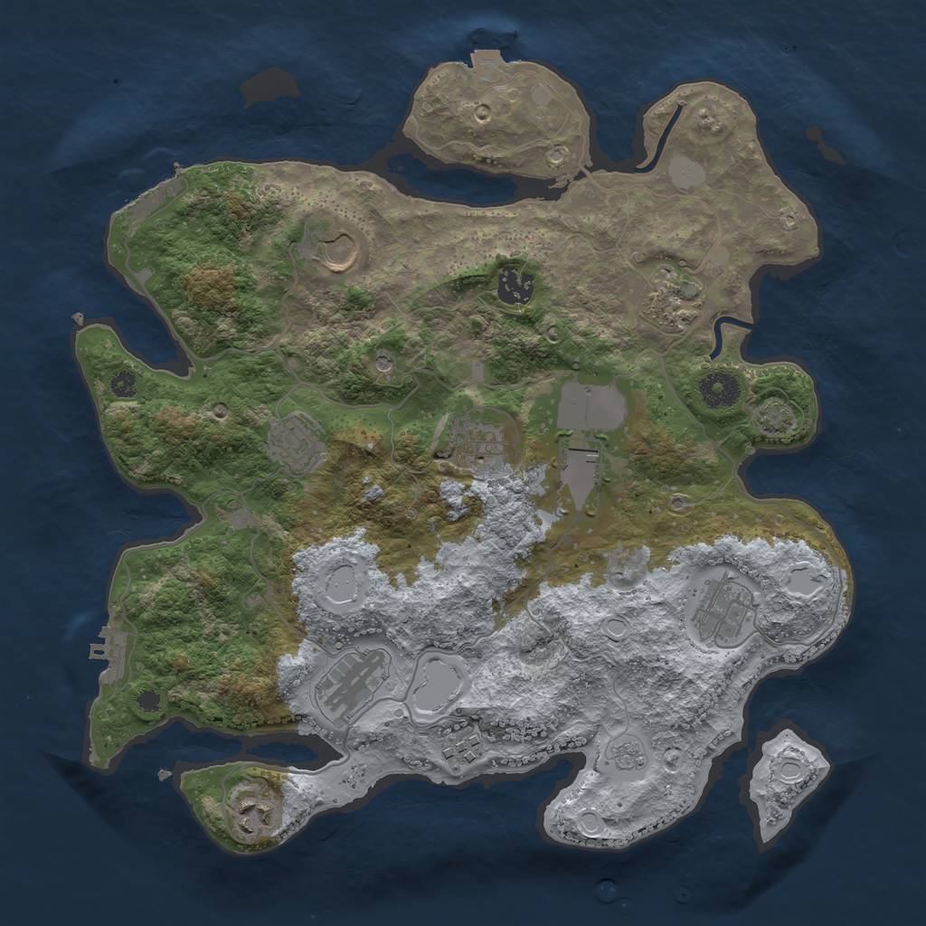 Rust Map: Procedural Map, Size: 3600, Seed: 343882848, 18 Monuments