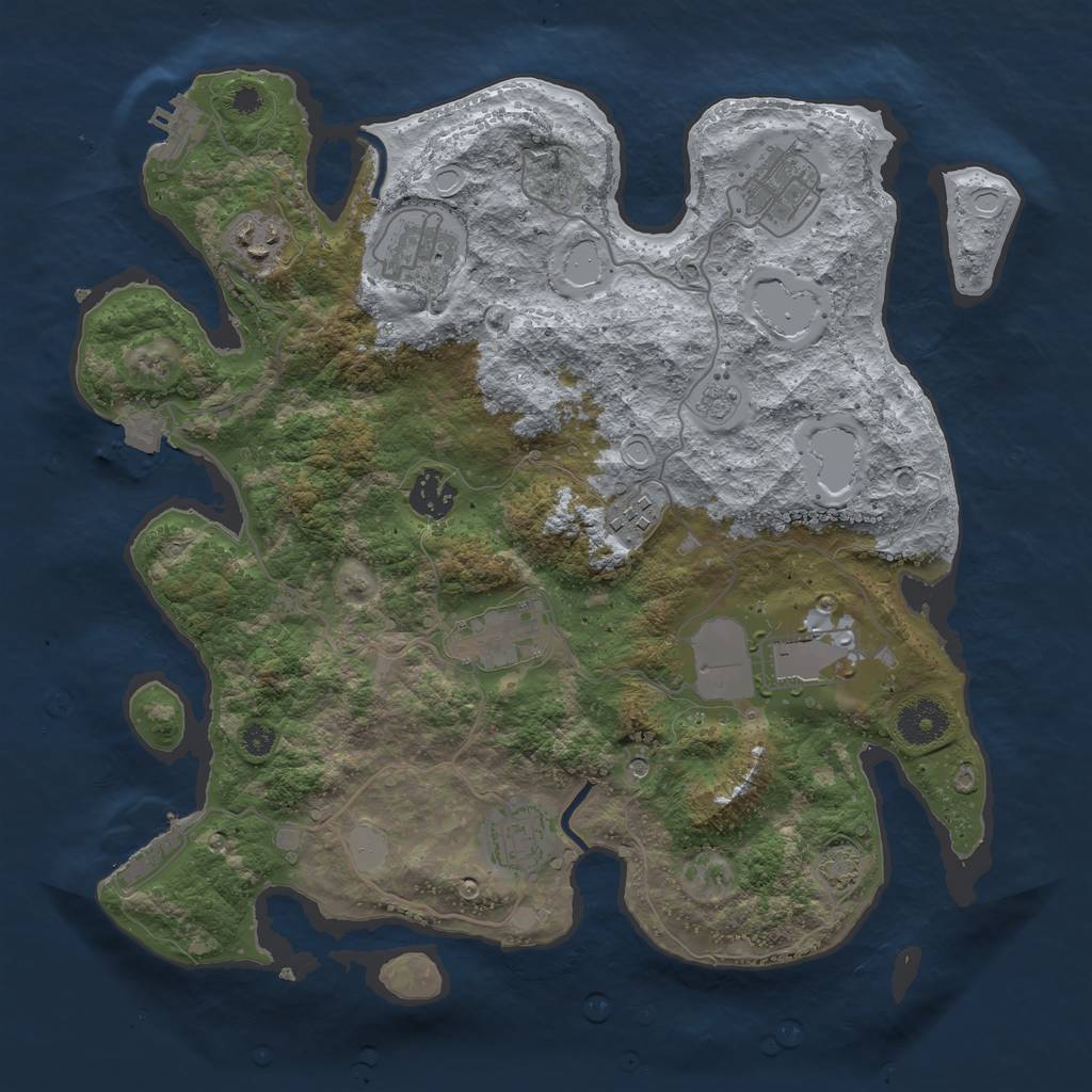 Rust Map: Procedural Map, Size: 3500, Seed: 456363451, 16 Monuments