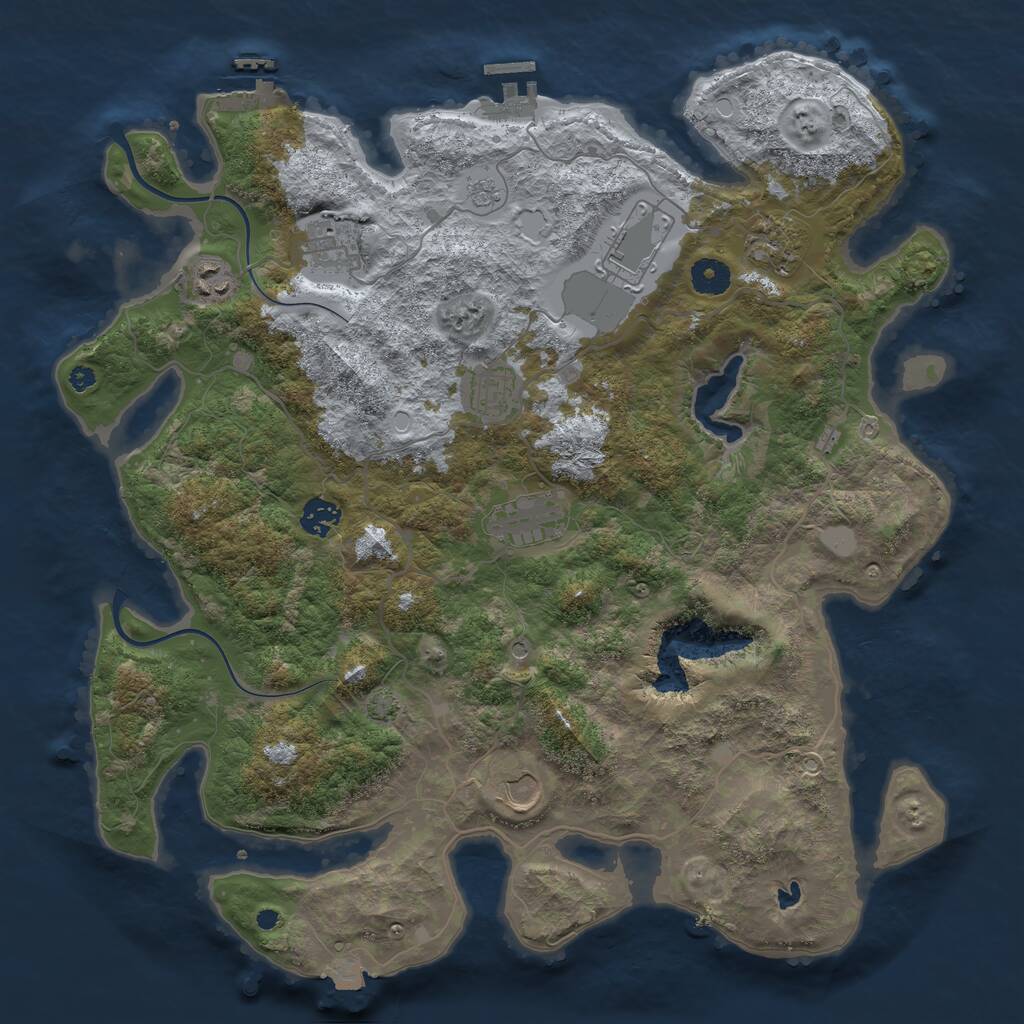 Rust Map: Procedural Map, Size: 4000, Seed: 42637, 14 Monuments