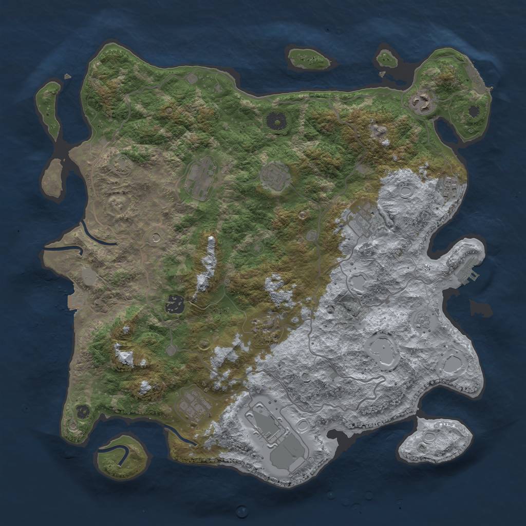 Rust Map: Procedural Map, Size: 4000, Seed: 1851760178, 17 Monuments
