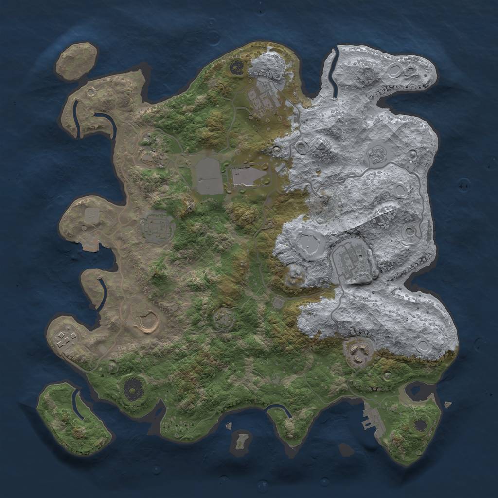 Rust Map: Procedural Map, Size: 3500, Seed: 12356, 15 Monuments