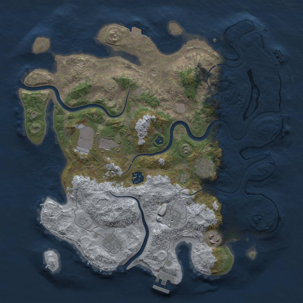 Rust Map: Procedural Map, Size: 3630, Seed: 6738, 12 Monuments