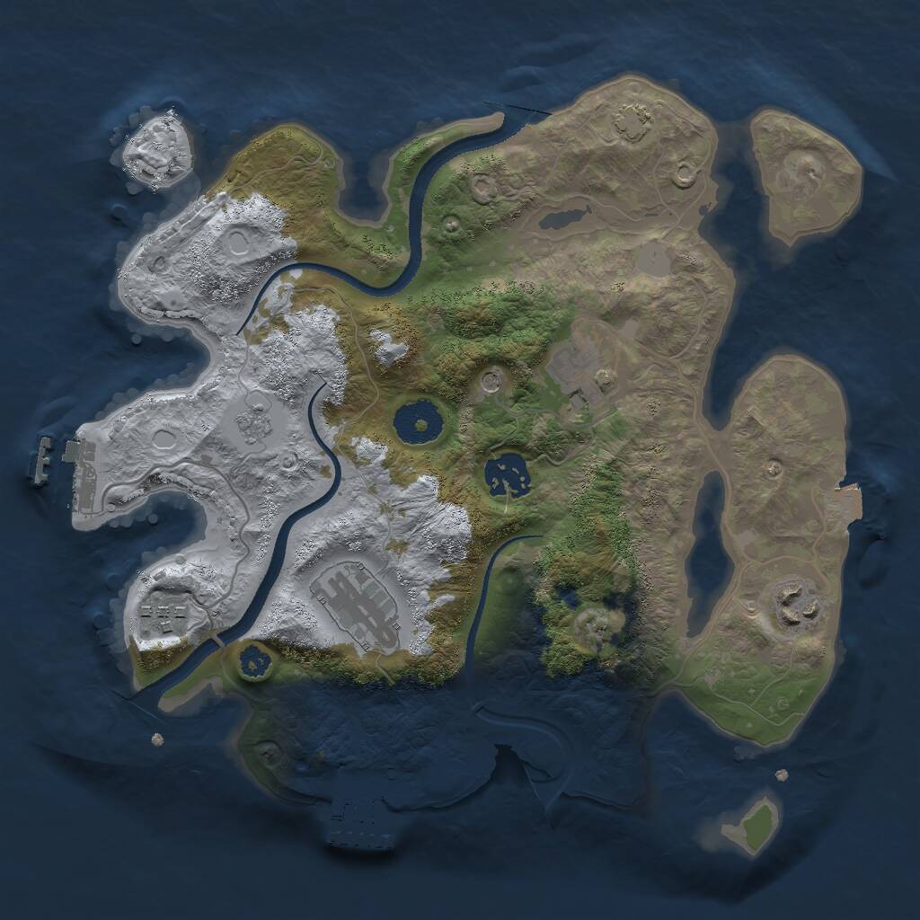 Rust Map: Procedural Map, Size: 3000, Seed: 966871176, 11 Monuments