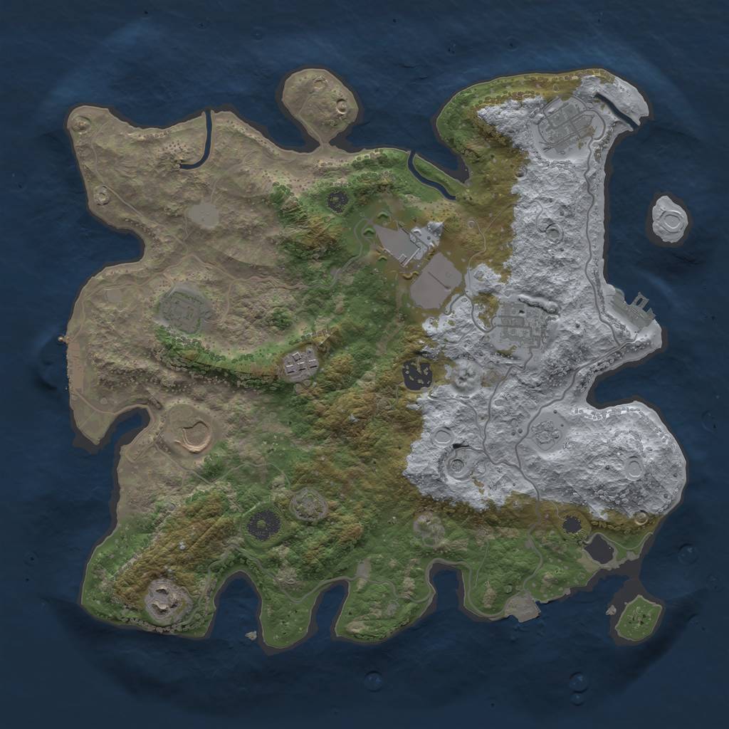 Rust Map: Procedural Map, Size: 3500, Seed: 54673756, 16 Monuments