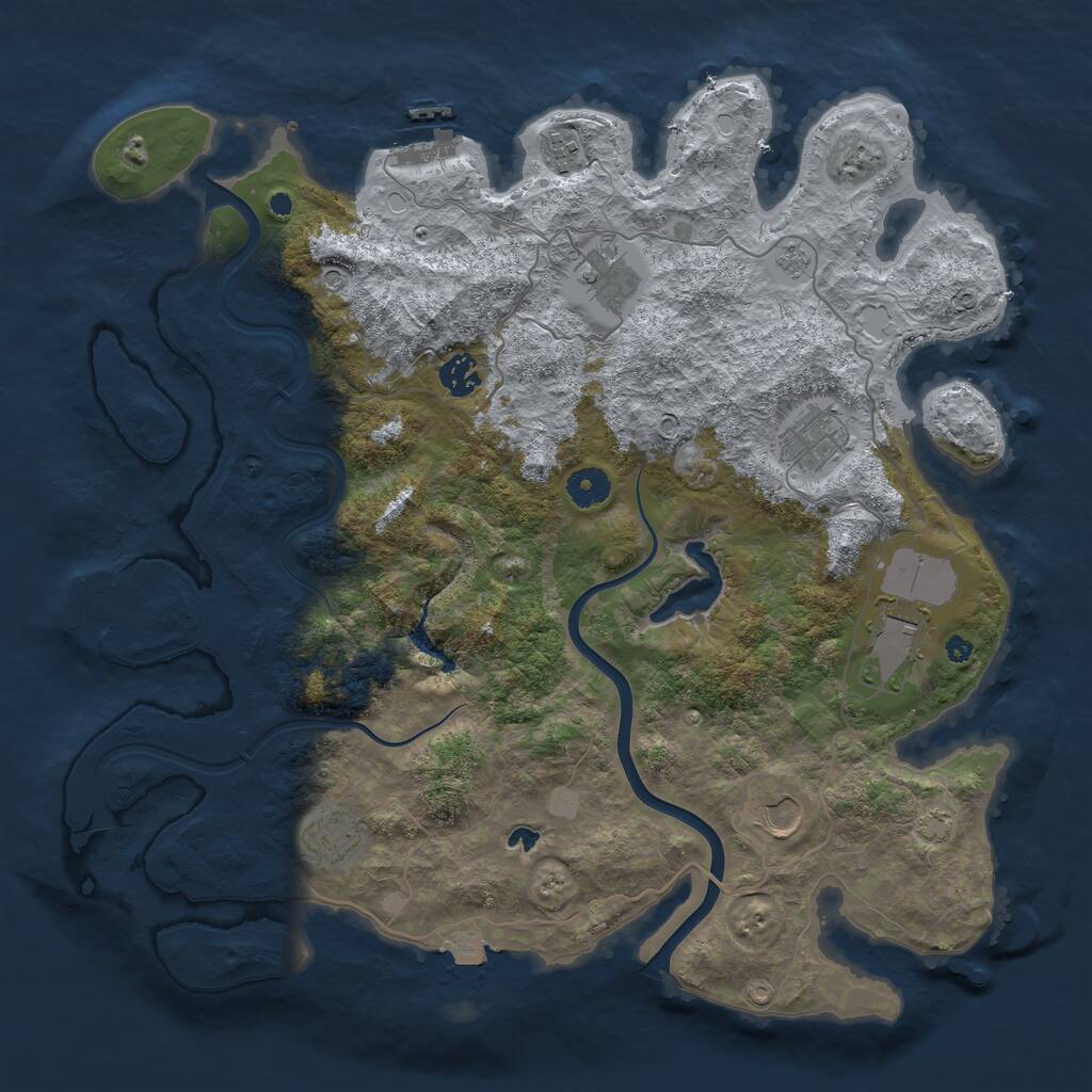 Rust Map: Procedural Map, Size: 4000, Seed: 584129372, 13 Monuments