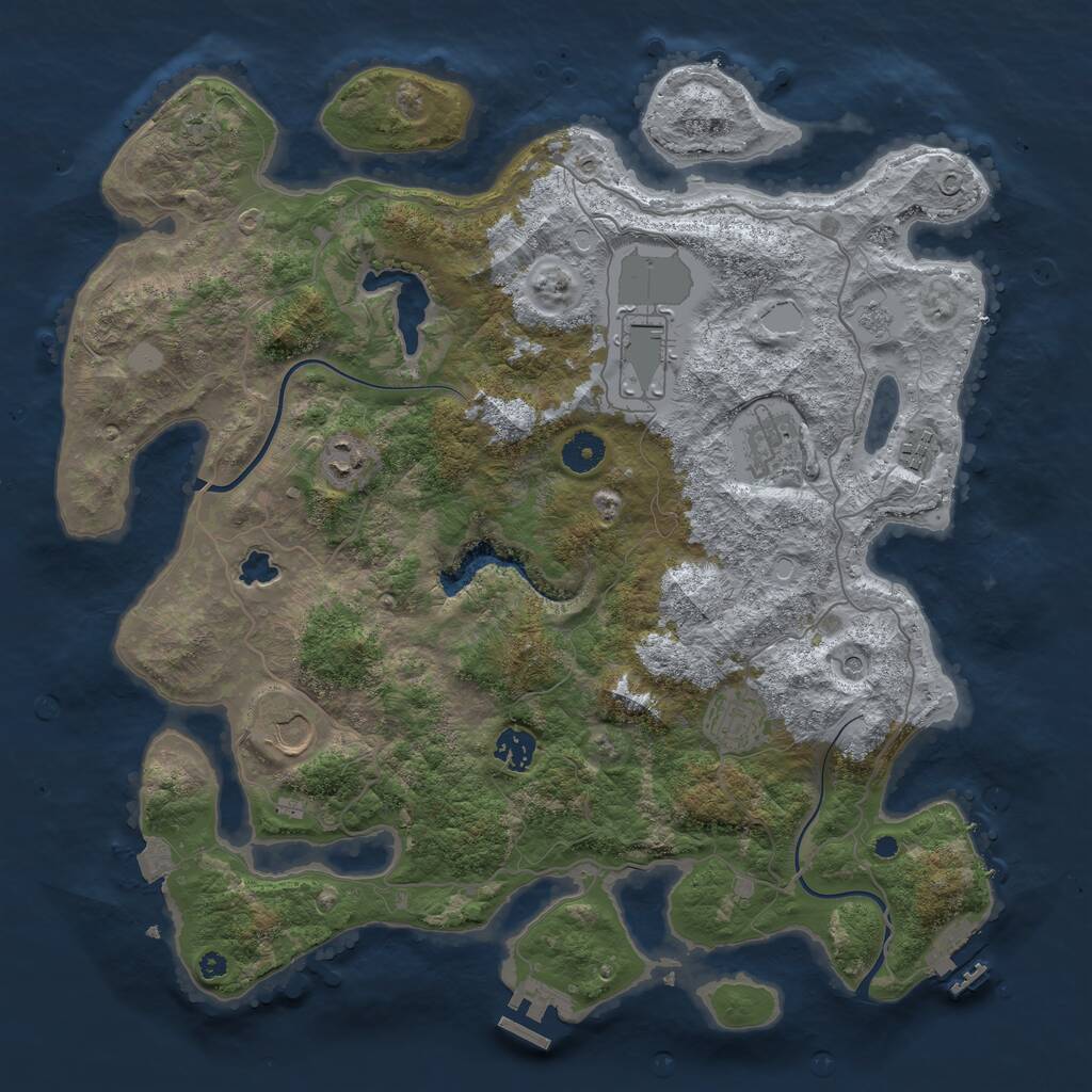 Rust Map: Procedural Map, Size: 4000, Seed: 1552125035, 13 Monuments