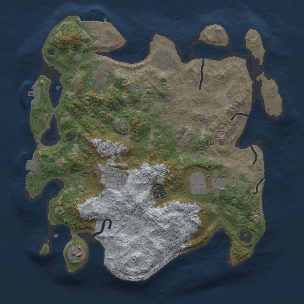 Rust Map: Procedural Map, Size: 3500, Seed: 2146591428, 16 Monuments