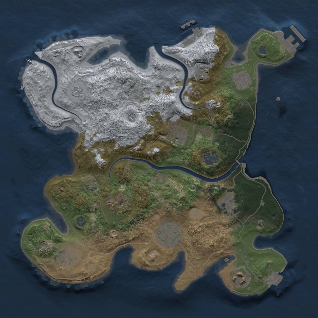 Rust Map: Procedural Map, Size: 3200, Seed: 541989239, 16 Monuments