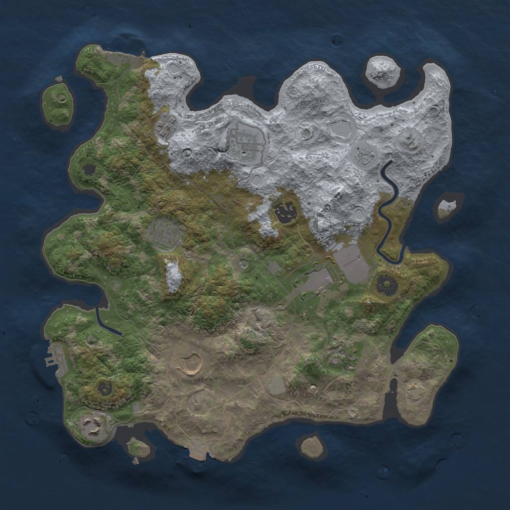 Rust Map: Procedural Map, Size: 3500, Seed: 357095666, 16 Monuments