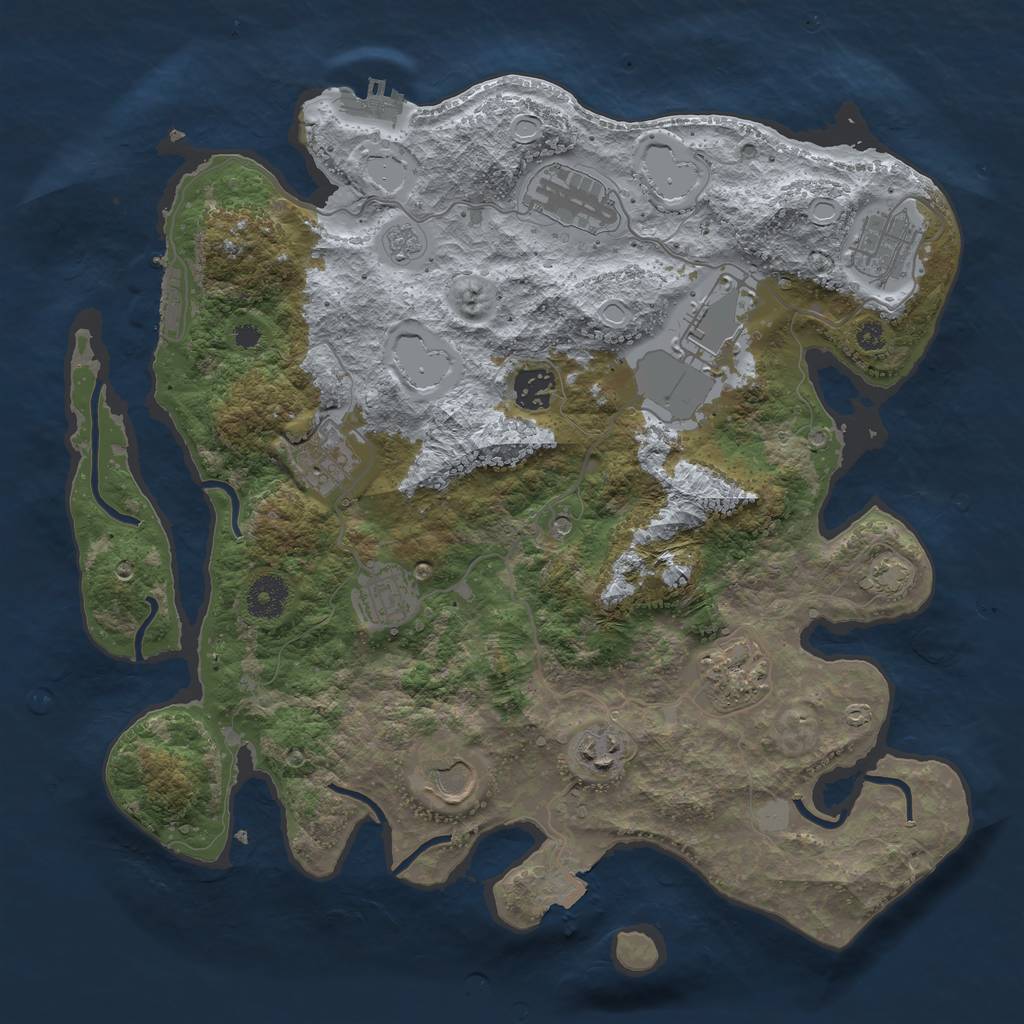 Rust Map: Procedural Map, Size: 3600, Seed: 151107860, 17 Monuments