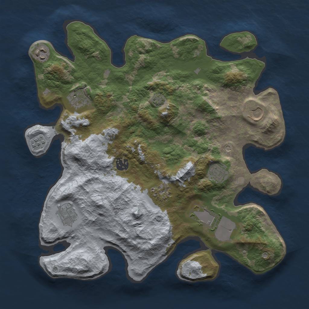Rust Map: Barren, Size: 3500, Seed: 6666, 13 Monuments