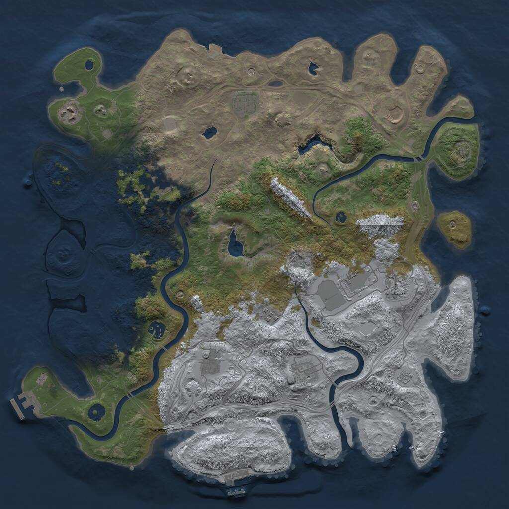 Rust Map: Procedural Map, Size: 4500, Seed: 942708726, 16 Monuments