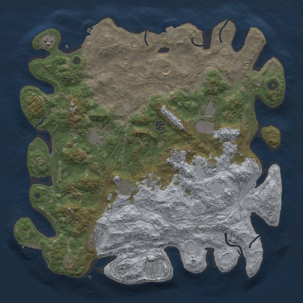 Rust Map: Procedural Map, Size: 4500, Seed: 942708726, 18 Monuments