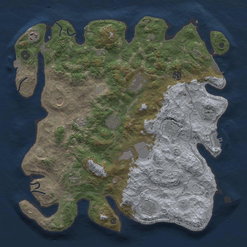 Rust Map: Procedural Map, Size: 4000, Seed: 990247, 18 Monuments