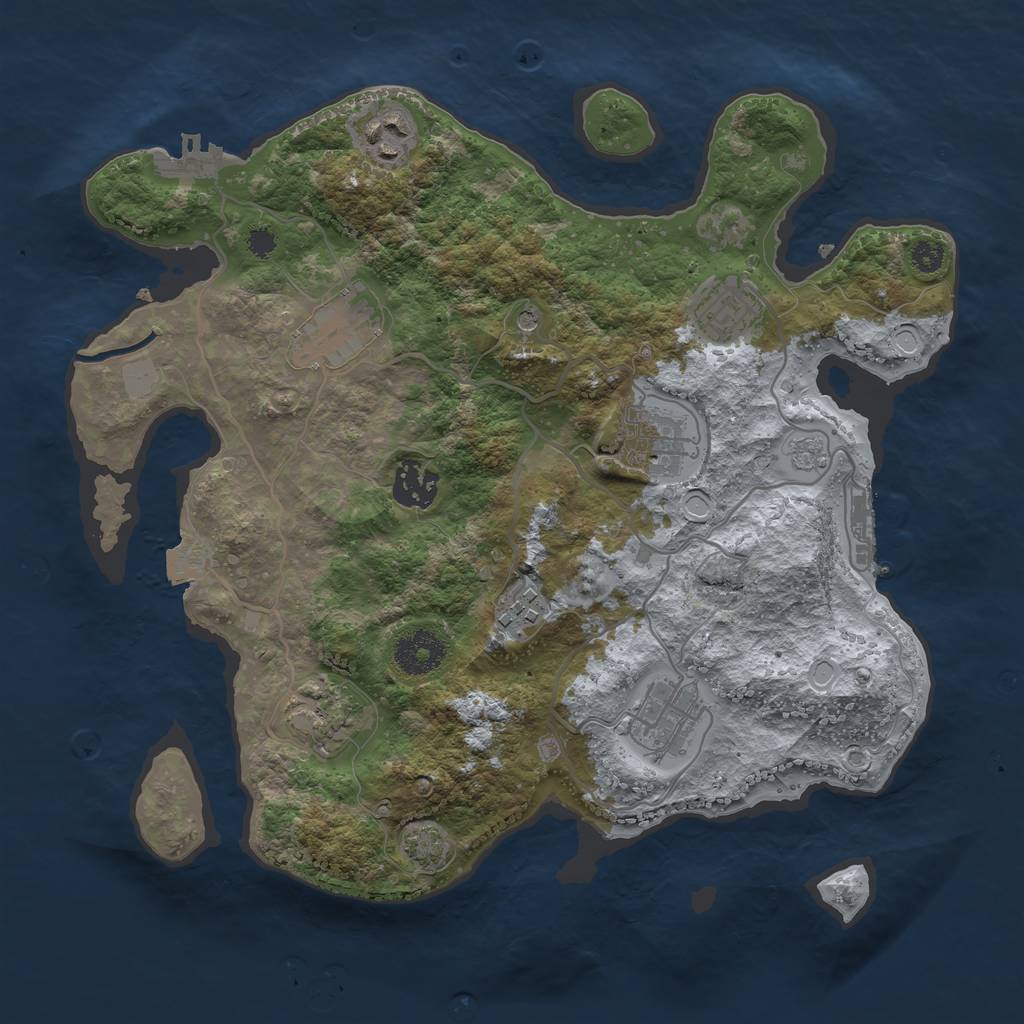 Rust Map: Procedural Map, Size: 3250, Seed: 279678772, 16 Monuments