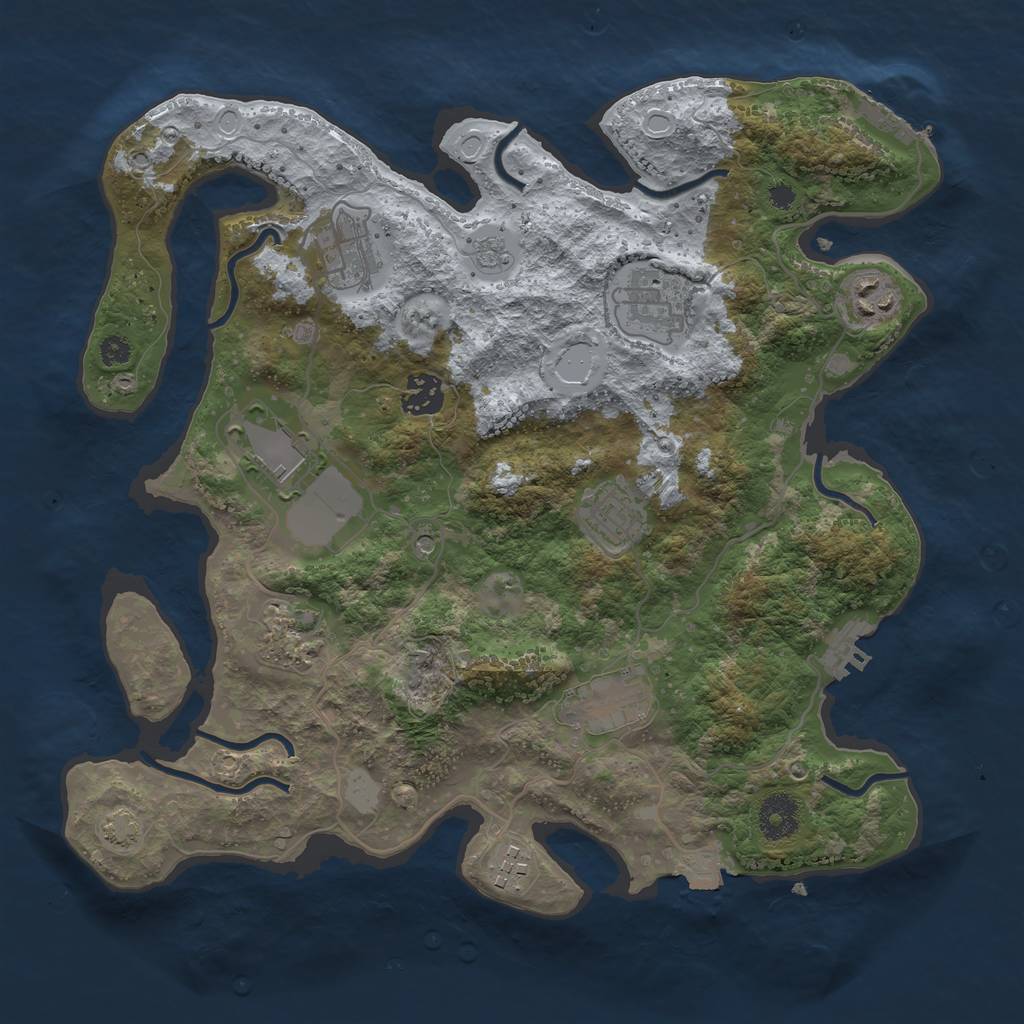 Rust Map: Procedural Map, Size: 3500, Seed: 109989580, 17 Monuments