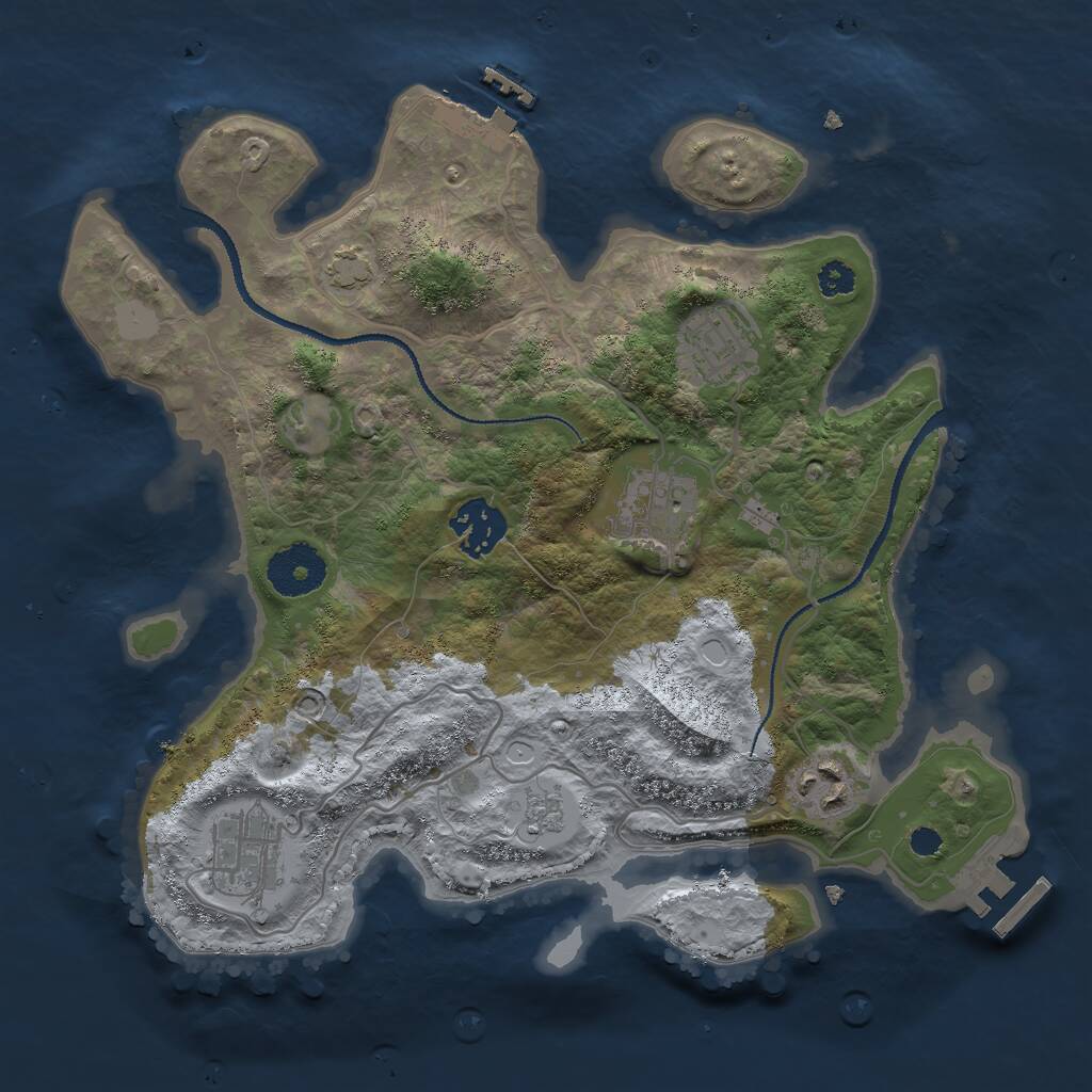 Rust Map: Procedural Map, Size: 3000, Seed: 1980008321, 10 Monuments