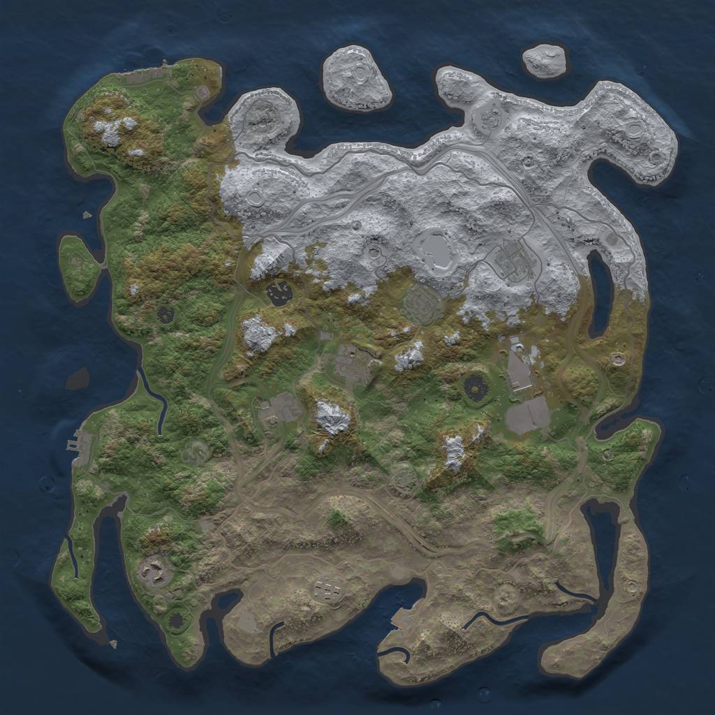 Rust Map: Procedural Map, Size: 4250, Seed: 45626230, 16 Monuments