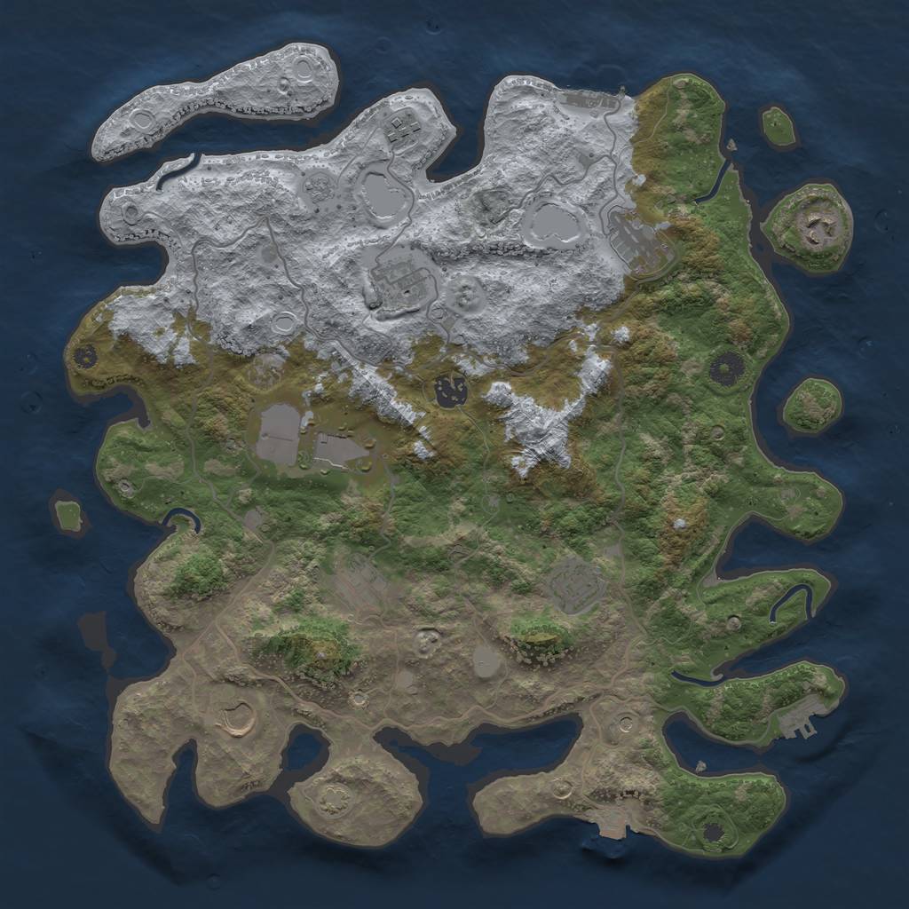Rust Map: Procedural Map, Size: 4000, Seed: 60189913, 17 Monuments