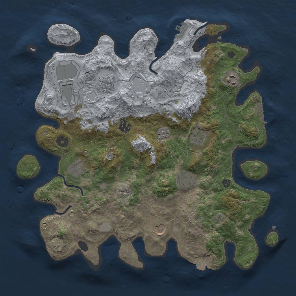 Rust Map: Procedural Map, Size: 3750, Seed: 704820401, 17 Monuments