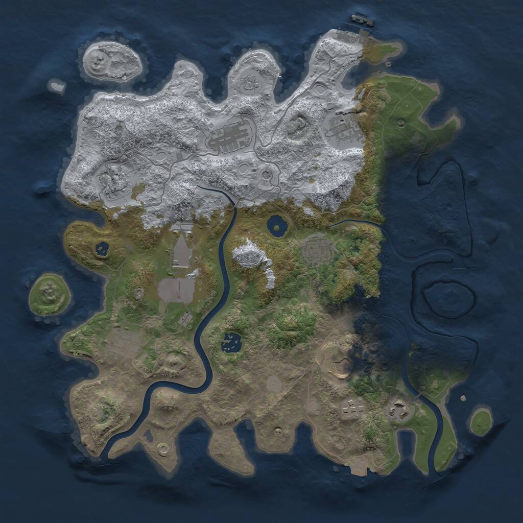 Rust Map: Procedural Map, Size: 3750, Seed: 704820401, 15 Monuments