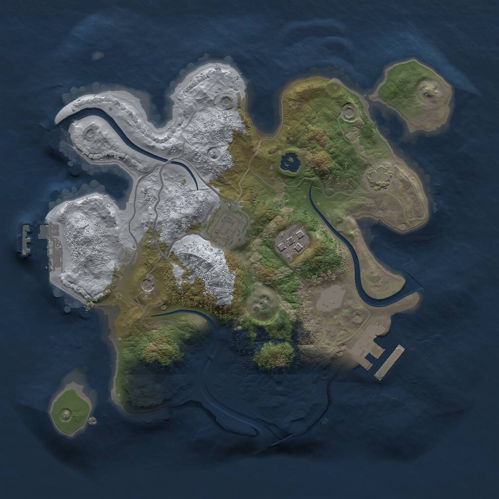Rust Map: Procedural Map, Size: 2500, Seed: 2011825925, 7 Monuments