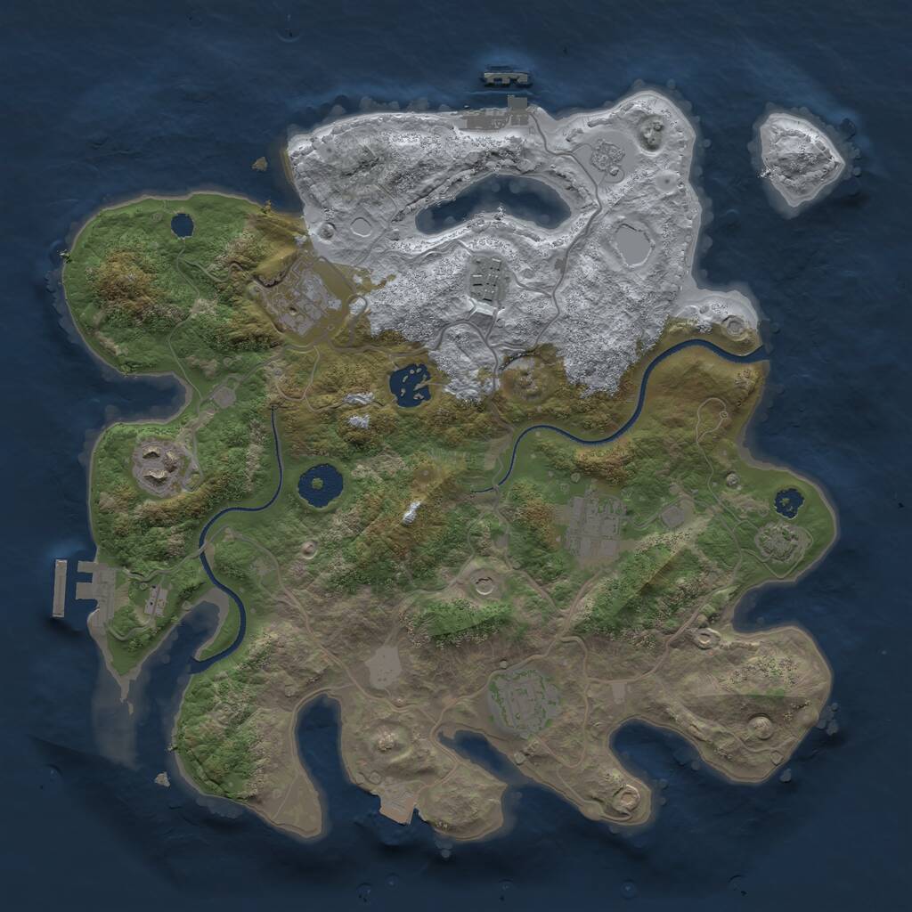 Rust Map: Procedural Map, Size: 3209, Seed: 722994031, 12 Monuments