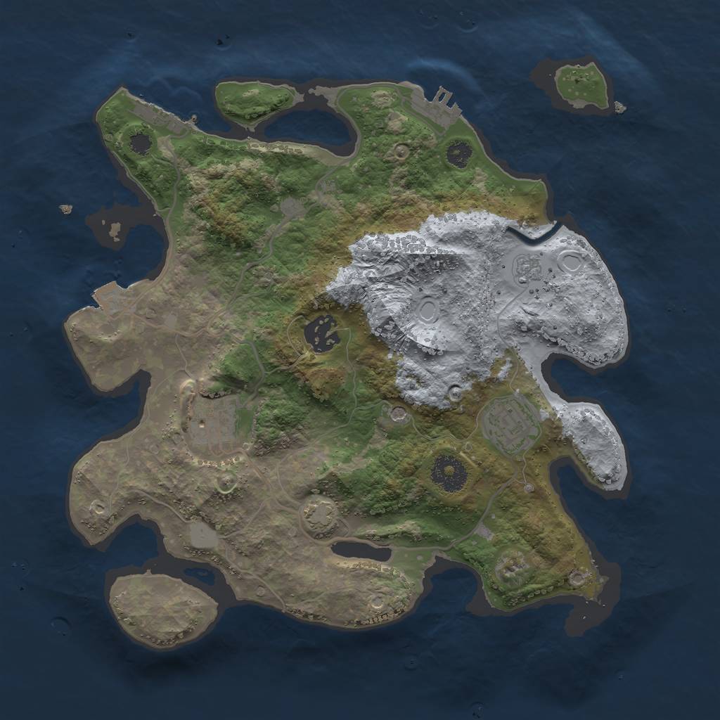 Rust Map: Procedural Map, Size: 3000, Seed: 1997517743, 11 Monuments