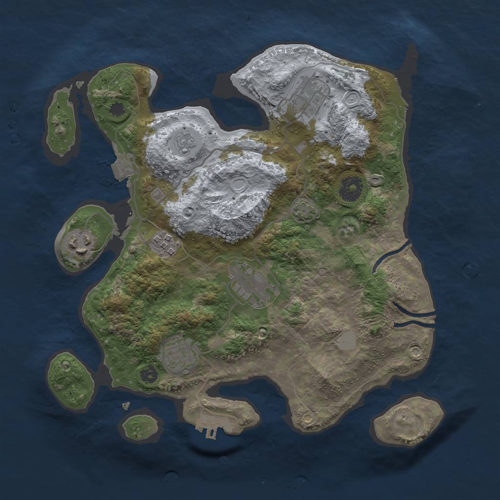 Rust Map: Procedural Map, Size: 3000, Seed: 645724, 11 Monuments