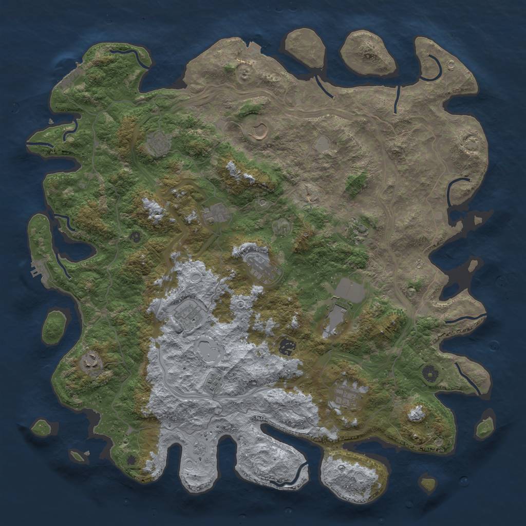 Rust Map: Procedural Map, Size: 4800, Seed: 327495228, 19 Monuments