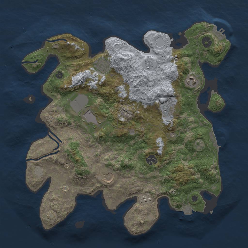 Rust Map: Procedural Map, Size: 3550, Seed: 33055390, 15 Monuments