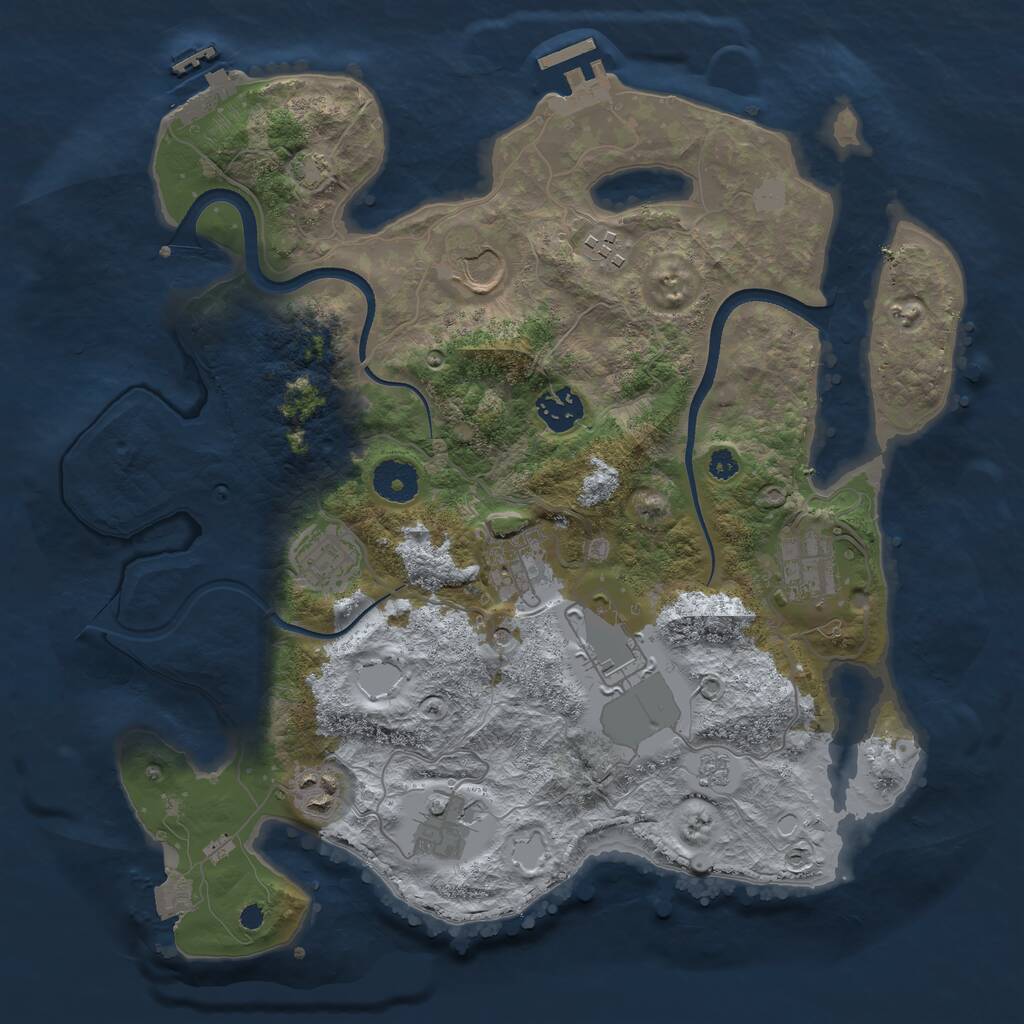 Rust Map: Procedural Map, Size: 3500, Seed: 20230825, 15 Monuments