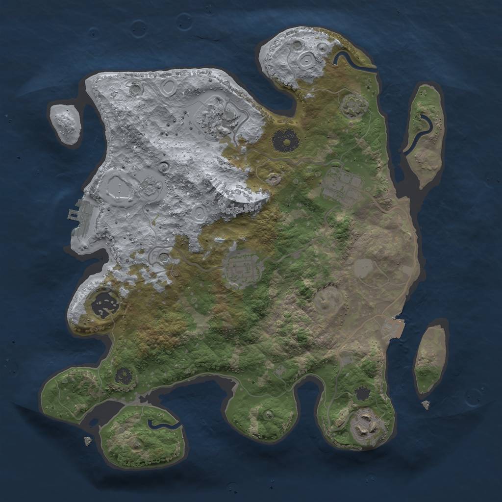 Rust Map: Procedural Map, Size: 3000, Seed: 1881432403, 12 Monuments