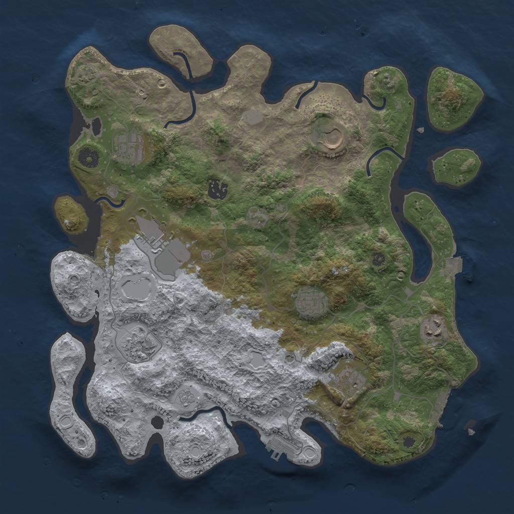 Rust Map: Procedural Map, Size: 3750, Seed: 21798631, 16 Monuments