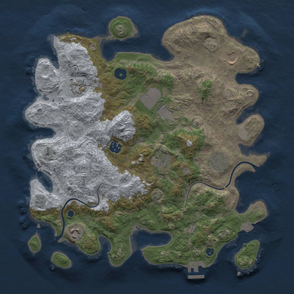 Rust Map: Procedural Map, Size: 3700, Seed: 31788878, 13 Monuments