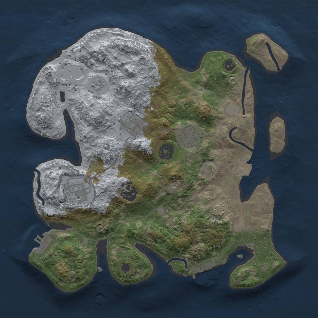 Rust Map: Procedural Map, Size: 3000, Seed: 648230838, 12 Monuments