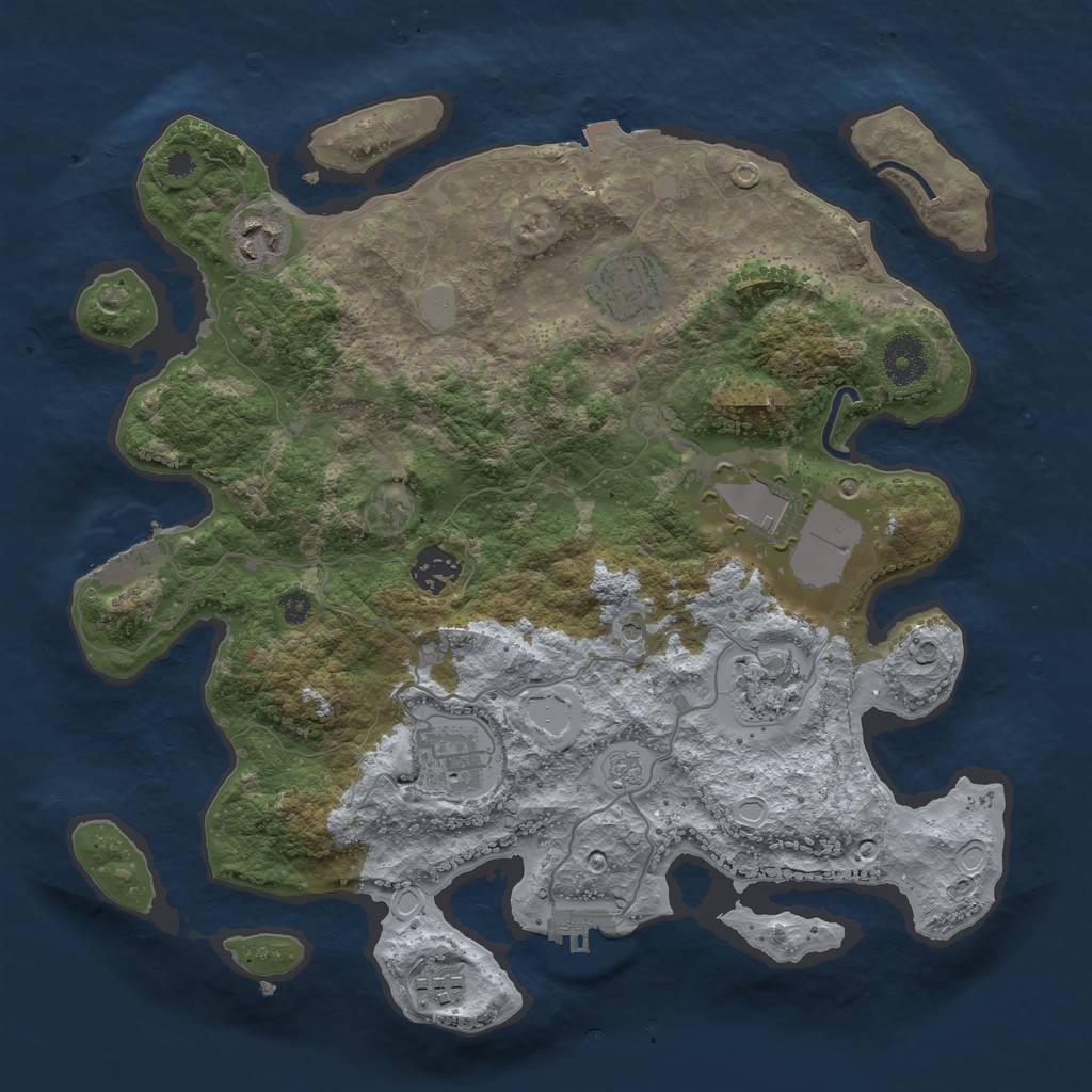 Rust Map: Procedural Map, Size: 3500, Seed: 24945302, 14 Monuments