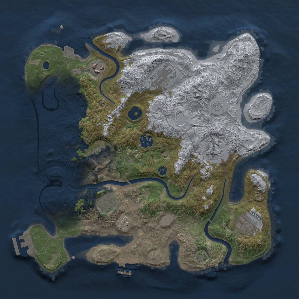 Rust Map: Procedural Map, Size: 3400, Seed: 8421694, 14 Monuments